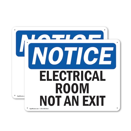 Signmission Electrical Room Not An Exit OSHA Notice Sign, Aluminum, 24in W x 18in L, 2PK OS-2PACK-NS-A-1824-L-11688